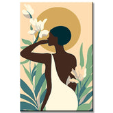 Painting by Numbers Art Minimalism Black Woman White Dress